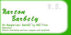marton barbely business card